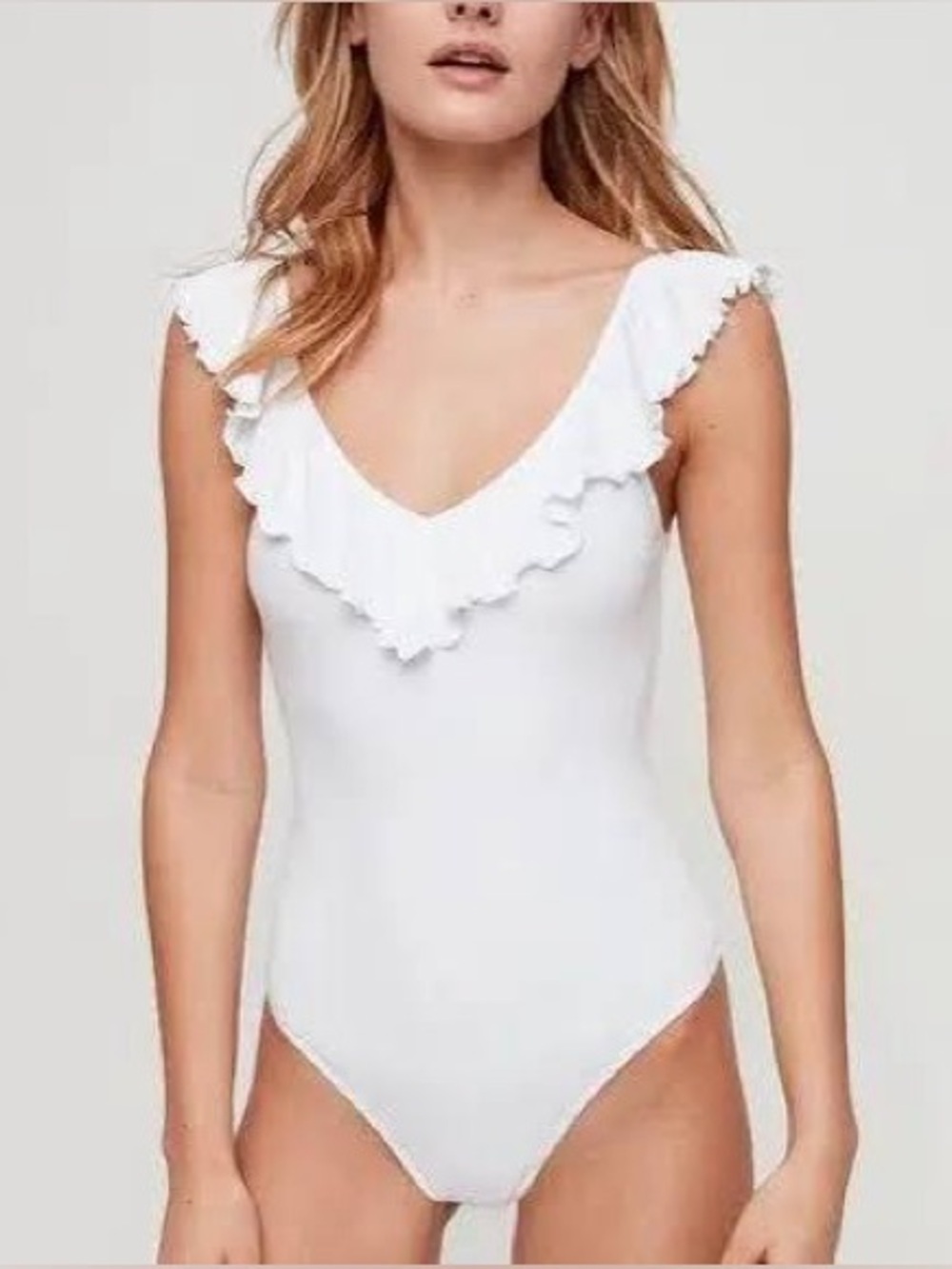 Wilfred (Aritzia) Ribbed Ruffle Bodysuit – Lilac
Size XS